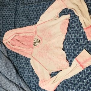 Billabong Crop Sweater, size M, pink/white